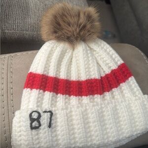 TS Inspired Red and White Beanie